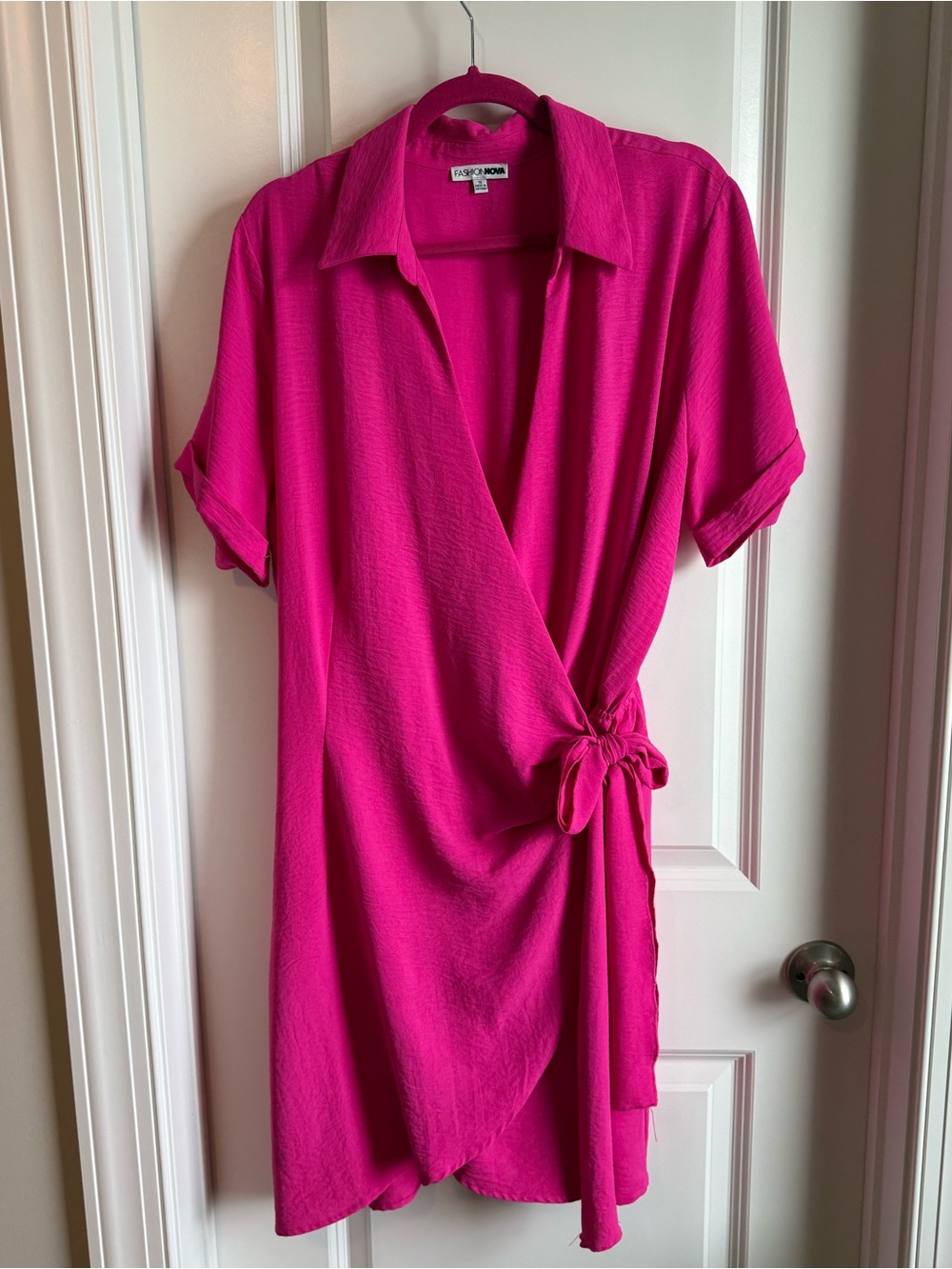 Fashion Nova Fuchsia Wrap Mini Dress